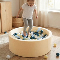 KiddyMoon Foam Ball Pit with Balls for Babies and Toddlers, Soft Sensory Play, Durable Removable Cover, Safe, butter: pearl, 90 x 30 cm / 200 Balls