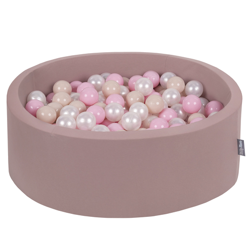 KiddyMoon Foam Ball Pit with Balls for Babies and Toddlers, Soft Sensory Play, Durable Removable Cover, Safe, heather:pastel beige/light pink/pearl, 90 x 30 cm / 300 Balls