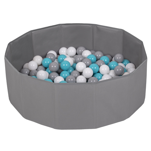 children colourfull foldable ballpit plastic balls, gray:gray/white/turquoise, 300 balls