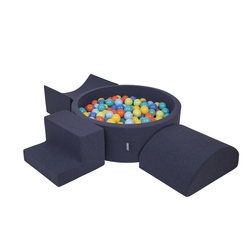 KiddyMoon Foam Playground for Kids with Round Ballpit ( ∅ 7cm/2.75In) Soft Obstacles Course and Ball Pool, Certified Made In The EU, darkblue:lgreen/orange/turquoise/blue/bblue/yellow, Ballpit (200 Balls) + Version 6