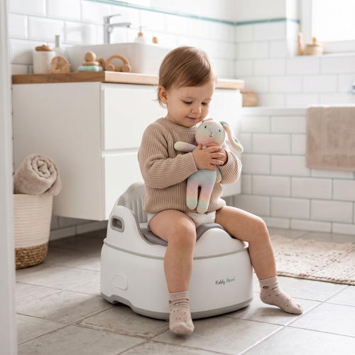 KiddyMoon Potty Training Chair for Toddlers Lockable Cover Anti-Slip Elements, Beige, UNI