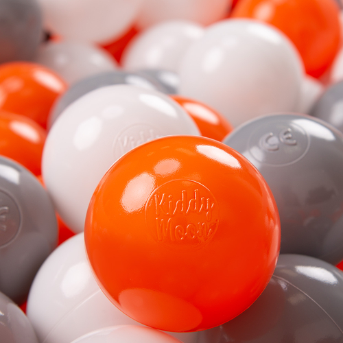 KiddyMoon Soft Plastic Play Balls ∅ 7cm/2.75in Multi-colour Made in EU, orange/grey/white