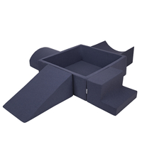 KiddyMoon Foam Playground for Kids with Square Ball pit ( ∅ 7cm/2.75In) Soft Obstacles Course and Ball Pool, Certified Made In The EU, darkblue:pearl/grey/transparent/babyblue/mint, Ballpit (200 Balls) + Version 5