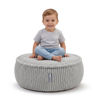 KiddyMoon Kids’ Foam Pouffe with Removable Cover, light grey, L