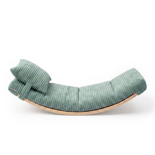 KiddyMoon Balance Board for Kids with Mattress and Pillow Wooden Sensory Wobble Board, natural/green, Balance Board/Mattress/Pillow