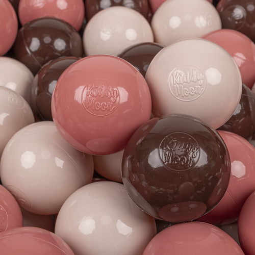 KiddyMoon Soft Plastic Play Balls ∅ 7cm/2.75in Multi-colour Made in EU, pastel beige/salmon pink/brown, 50 Balls/7cm-2.75in
