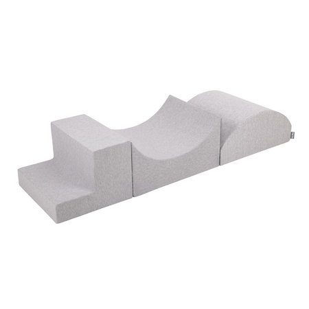 KiddyMoon Foam Playground for Kids Obstacle Course for Children Montessori Toy for Babies Soft Construction Blocks Element, Halfshaft/Ramp/Step, Certified Made in The EU, lightgrey:-, Multi-Size