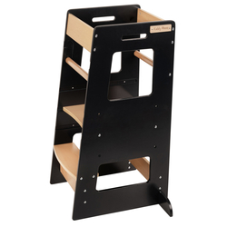 KiddyMoon Kitchen Helper for Toddlers and Kids, adjustable Height Level, ST-003, black-natural