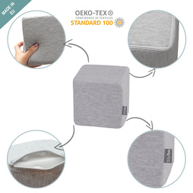 KiddyMoon Soft Foam Cubes Building Blocks 14cm for Children Multifunctional Foam Construction Montessori Toy for Babies, Certified Made in The EU, mix: light grey-dark grey-pink-mint, 24 Pieces