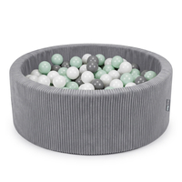 KiddyMoon Ball Pit for Baby and Toddler, Soft Play Ball Pit, 90 x 30 cm with 200 Balls, Soft Foam Ball Pool, Ribbed Washable Cover, Dark Grey: White/Grey/Mint, 90 x 30 cm / 200 Balls