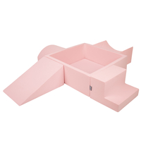 KiddyMoon Foam Playground for Kids with Square Ball pit ( ∅ 7cm/2.75In) Soft Obstacles Course and Ball Pool, Certified Made In The EU, pink:babyblue/powder pink/pearl, Ballpit (300 Balls) + Version 5
