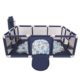 Baby Playpen Big Size Playground with Plastic Balls for Kids, Dark Blue:pearl/grey/transparent/babyblue/mint, 400 balls