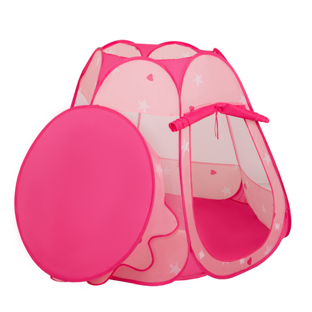 Play Tent For Kids Castle Baby Playhouse For Children With Colorful Balls Pop Up Perfect For Indoor And Outdoor Easy Set Up Includes Carry Bag, pink:powder pink-pearl-transparent, 105x90cm/200 balls