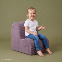 KiddyMoon Children's Polyester Armchair with Side Pocket, purple, One Size