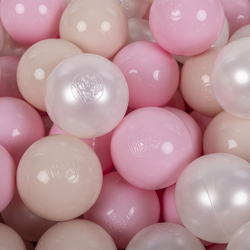 KiddyMoon Soft Plastic Play Balls ∅ 7cm/2.75in Multi-colour Made in EU, pastel beige/light pink/pearl, 100 Balls/7cm-2.75in