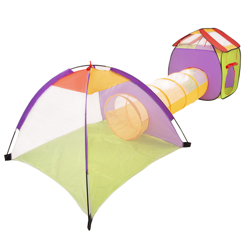 3in1 Play Tent with Tunnel Playground Ball Pit with Balls for Kids, Blue, 120x100x375