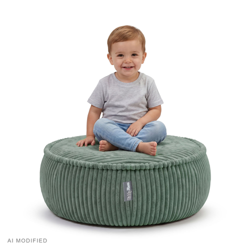 KiddyMoon Kids’ Foam Pouffe with Removable Cover, light grey, L