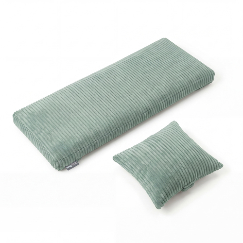 KiddyMoon Cushion Set For Balance Board Mattress and Pillow Ribbed Fabric Washable Cover, green, Mattress/Pillow