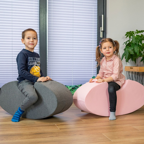 KiddyMoon Foam Soft Seesaw Rocker Ride-On Hopper Bean Bouncy Jumping Playing for Children, Montessori Toy For Kids Made of Foam, Made in The EU, darkgrey, 78x25x35cm