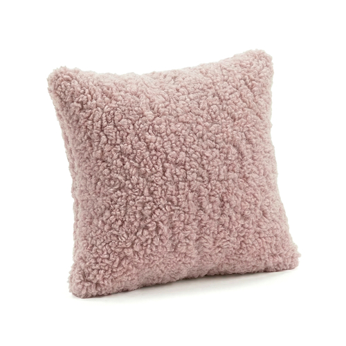 KiddyMoon Set Of Two Square Pillows Teddy Fleece Nursery Cushions, pink, 2 Pillows