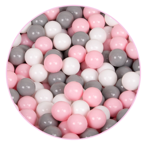 Soft Ball Pit Pool Round 90x30cm for Baby Toddler 200/300 Balls Foam, light grey:white-grey-light pink, 90x30cm/300 balls