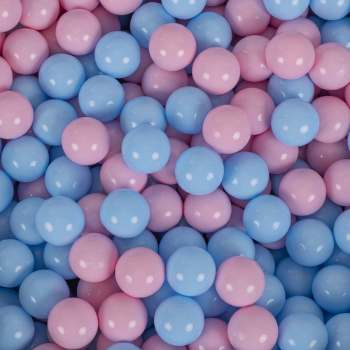 KiddyMoon Baby Ball Pit Soft Foam For Infants And Toddlers From 8 Months Removable Cotton Cover, Bubble gum: light pink/baby blue, 90 x 30 cm / 300 Balls