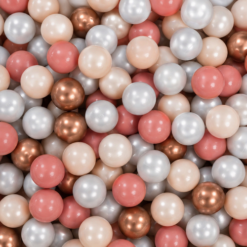 KiddyMoon Ball Pit for Baby and Toddler, Soft Play Ball Pool with ribbed Washable Cover, Purple: Pastel Beige/Copper/Pearl/Salmon, 90 x 30 cm / 200 Balls