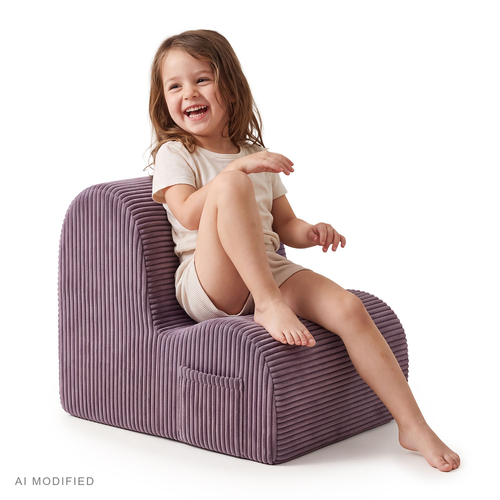 KiddyMoon Children's Polyester Armchair with Side Pocket, purple, One Size
