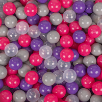 KiddyMoon Soft Plastic Play Balls ∅ 7cm/2.75in Multi-colour Made in EU, dark pink/purple/transparent/grey, 100 Balls/7cm-2.75in