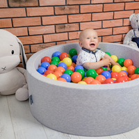 KiddyMoon Baby Foam Ball Pit with Balls ∅ 7cm / 2.75in Made in EU, Ireland: green/white/orange, 90x30cm/200 balls