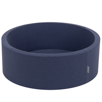 KiddyMoon Baby Foam Ball Pit with Balls ∅ 7cm / 2.75in Made in EU, d.blue:pearl/grey/transparent/babyblue/mint, 90x30cm/200 balls