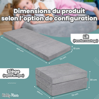 KiddyMoon Multifunctional Foam Mattress, Foldable Armchair for Kids, Children’s Sofa, Folding Couch Chair, dark grey, Mattress