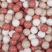 KiddyMoon Foam Playground Velvet for Kids with Round Ballpit ( ∅ 7cm/2.75In) Soft Obstacles Course and Ball Pool, Certified Made In The EU, beż piasku: pastelowy beż-łososiowy-biały