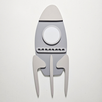 KiddyMoon wall decor kids room nursery wood mdf multiple shapes 3D, rocket: grey, UNI