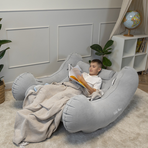 KiddyMoon Inflatable Sensory Rocker Chair For Kids With Pump And Handles, Grey, L