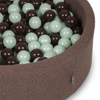 KiddyMoon Ball Pit for Baby with Teddy Plush, Large 7 cm Balls for a Fuller Ball Pit, From 8 Months, Removable Cover, Brown: Mint/Brown, 90 x 30 cm / 300 Balls