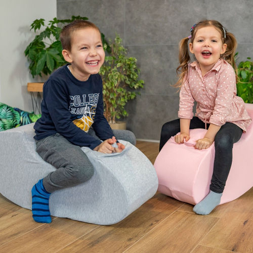 KiddyMoon Foam Soft Seesaw Rocker Ride-On Hopper Bean Bouncy Jumping Playing for Children, Montessori Toy For Kids Made of Foam, Made in The EU, lightgrey, 78x25x35cm