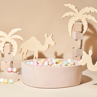 KiddyMoon Foam Ball Pit for Children with Balls, Soft Sensory Play, Durable Removable Cover, Safe Indoor Ballpit for Kids and Toddlers, beige: pastel beige/pastel yellow/white/mint/powder pink, 90x30cm/200 balls