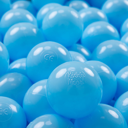 KiddyMoon Soft Plastic Play Balls ∅ 7cm/2.75in Multi-colour Made in EU, Light Blue, 100 Balls/7cm-2.75in