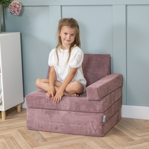 KiddyMoon Armchair Kids Foldable Children Multifunctional Foam Mattress Sofa Bed Folding Toddler Couch Chair for Playroom Bedroom Living Room, purple, Armchair with Pillow