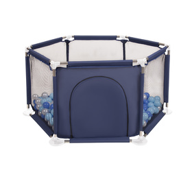 hexagon 6 side play pen with plastic balls, Blue:babyblue/blue/pearl, 900 balls