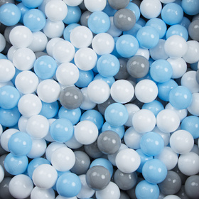 KiddyMoon Soft Plastic Play Balls ∅ 6cm / 2.36 Multi Colour Made in EU, grey/white/baby blue, 500 Balls/6cm-2.36in