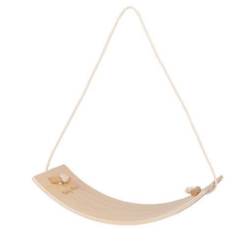 KiddyMoon Wooden Balance Board for Children Wooden Swing Board with Rope Montessori Toy for Kids Made of Wood Balancing Wobble Board for Babies 80x30cm, natural, board