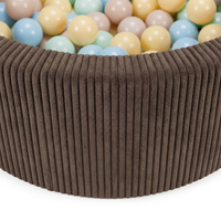 KiddyMoon Ball Pit for Baby and Toddler, Soft Play Ball Pool with ribbed Washable Cover, Brown: Pastel Beige/Pastel Blue/Pastel Yellow/Mint, 90 x 30 cm / 200 Balls