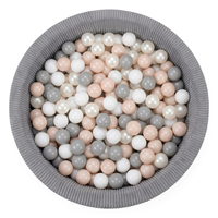 KiddyMoon Ball Pit for Baby and Toddler, Soft Play Ball Pool with ribbed Washable Cover, Dark Grey: Pastel Beige/White/Pearl/Grey, 90 x 30 cm / 200 Balls