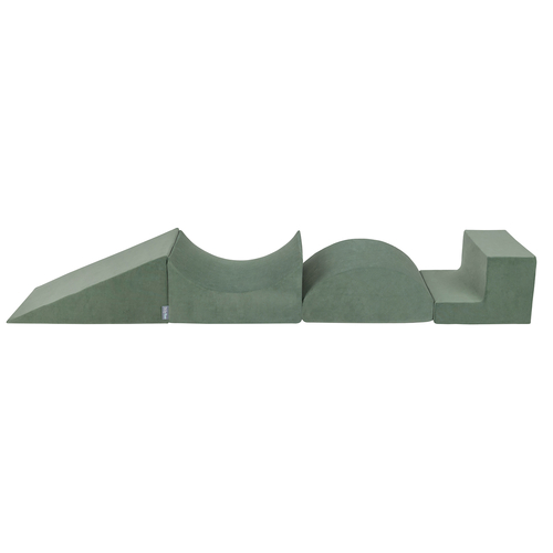 KiddyMoon Foam Playground Velvet For Kids Obstacle Course For Children Montessori Toy For Babies Soft Construction Blocks Element, forest green, Multi-Size