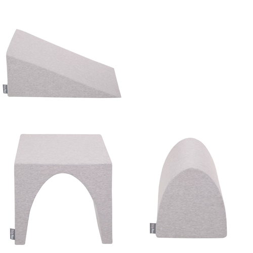KiddyMoon Foam Playground for Kids with Quarter Angular Ballpit and Balls, lightgrey:pearl/grey/transparent/powderpink, Ballpit (200 Balls) + Version 2