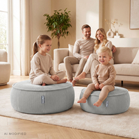 KiddyMoon Kids’ Foam Pouffe with Removable Cover, light grey, L