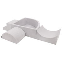 KiddyMoon Foam Playground for Kids with Quarter Angular Ballpit and Balls, lightgrey:pearl/grey/transparent/babyblue/mint, Ballpit (300 Balls) + Version 6