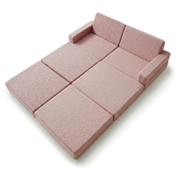 KiddyMoon Sofa for Kids in Foam with Soft Teddy Fabric, Modular and Foldable, for Playing, Reading and Relaxing, pink, Sofa